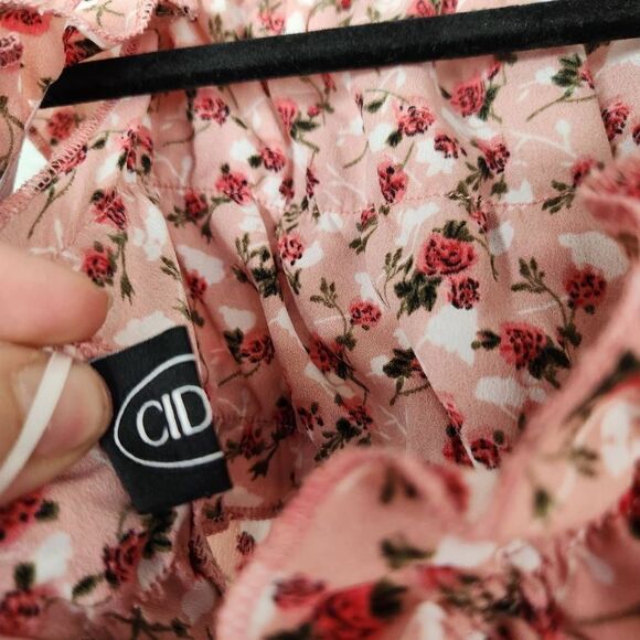 Cider Floral Cropped Elastic Off the Shoulder Top Ruffle Pink Women's XS - Picture 7 of 8